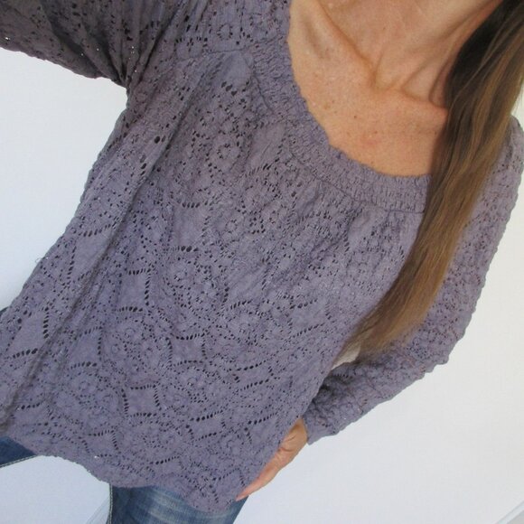🌸SOLD🌸 MAURICES Top Size 1X Purple Lace Blouse - Picture 1 of 13
